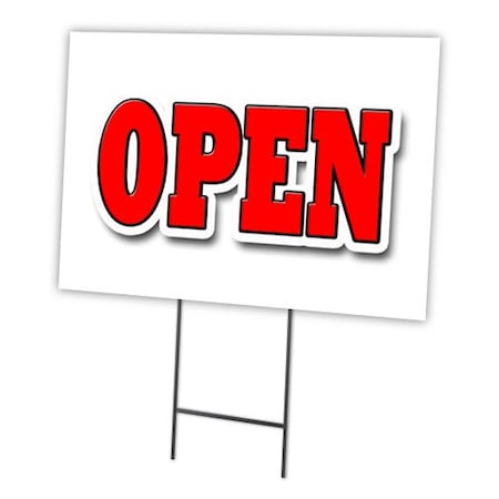 Signmission Open Yard Sign & Stake outdoor plastic coroplast window, C-1216-DS-Open C-1216-DS-Open
